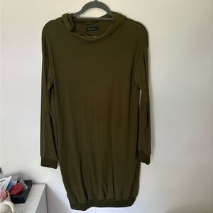 Glorystar Green Long Sleeve Hooded Dress